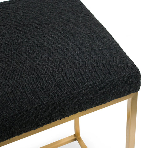 Backless Black Boucle Fabric Bar Stool