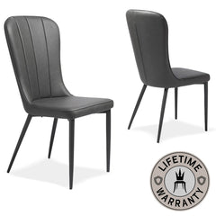 Bordeaux | Dark Grey Leather Modern Dining Chairs