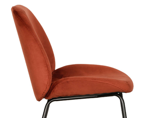 Rust Modern Metal Velvet Dining Chairs