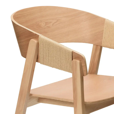Natural Wooden Dining Chair With Arms