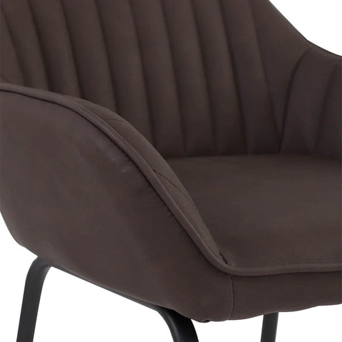 Modern Metal Brown PU Leather Bar Stool with arms
