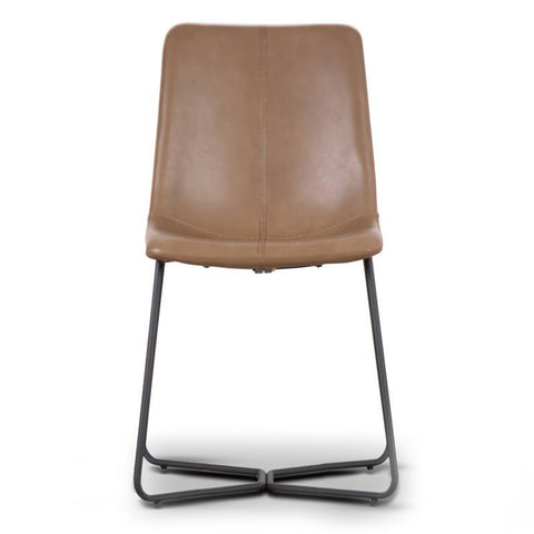 Metal Brown PU leather Dining Chair