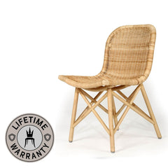 Daintree | Natural, White Coastal Rattan Dining Chairs