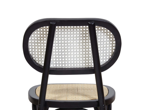 Black Country Wooden Rattan Dining Chairs