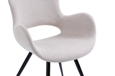 Modern Beige Fabric Dining Chair With Arms