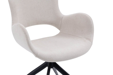 Beige Fabric Swivel Dining Chair with Arms