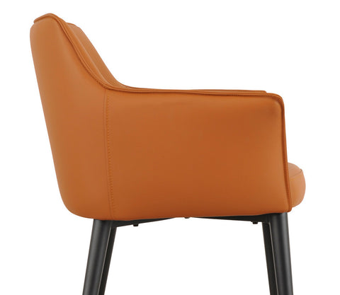 Modern Metal Terracotta PU Leather Dining Chairs With Arms