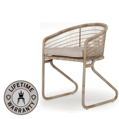 Esperance | Washed Grey Cord Metal Coastal Outdoor Dining Chair