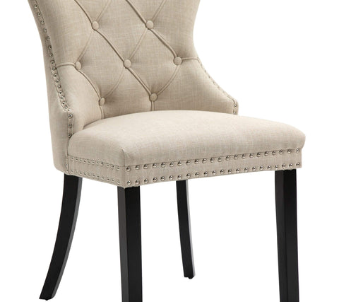 Beige Fabric French Provincial Wooden Dining Chairs