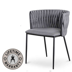Haggerston | Coin Grey Fabric Metal Coastal Dining Chair