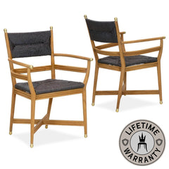 Kelmscott | Black, Natural Coastal, Wooden Dining Chairs With Arms