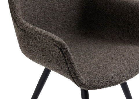 Modern Dark Grey Boucle Fabric Dining Chair With Arms