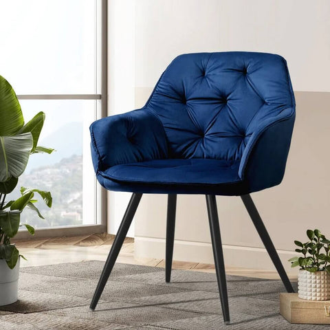 Blue Velvet Dining Chairs With Arms