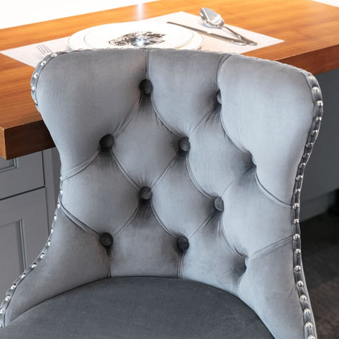 Grey velvet dining chairs