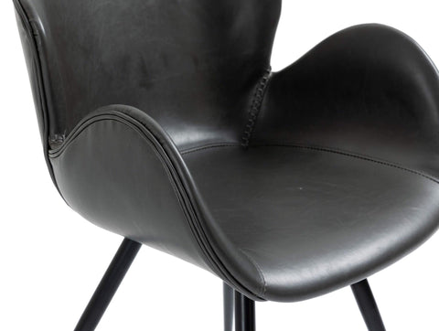 Modern Dark Grey PU Leather Dining Chairs With Arms