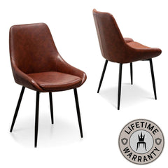 Langholm | Brown, Black Leather Dining Chairs