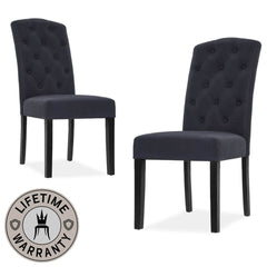 Levallois | Dark Grey, French Provincial Wooden Dining Chairs