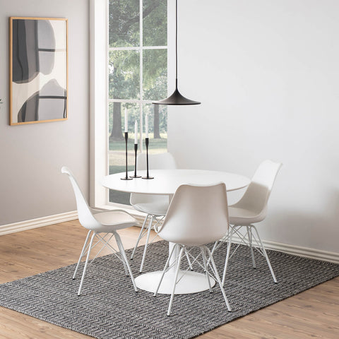 White 1.1m round dining table