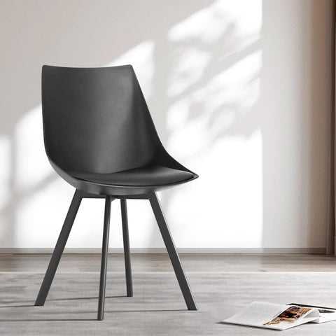 Black Plastic PU Leather Dining Chairs