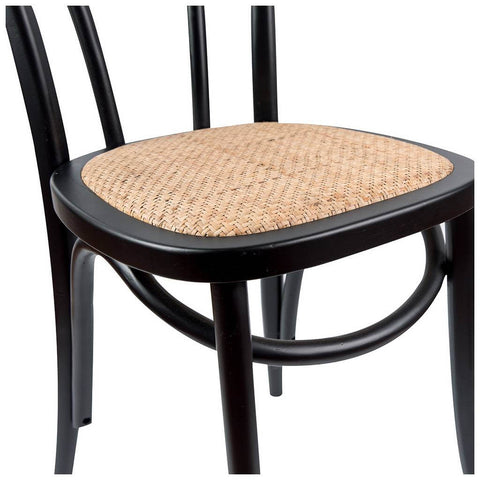 Farmhouse Black Wooden Rattan Dining Chair