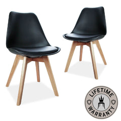 Minerva | Black Leather Wooden Dining Chairs