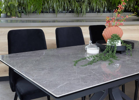 Ceramic Pietra Grey Marble Look 2m Rectangular Extension dining table