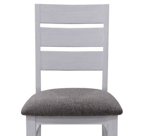 Farmhouse Grey Fabric Wooden Dining Chair