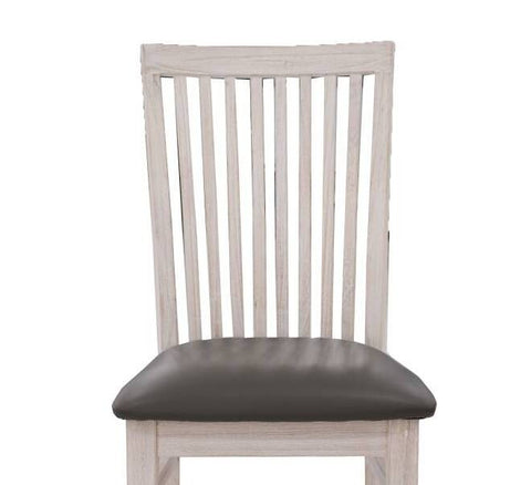 Farmhouse Grey PU Leather Wooden Dining Chair