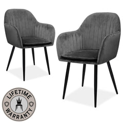 Palmerston | Grey Velvet Dining Chairs With Arms