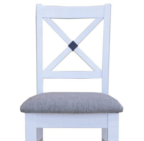 Hamptons Style Grey Fabric Wooden Dining Chair