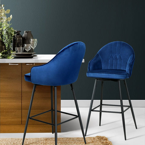 Blue Velvet Bar Stools