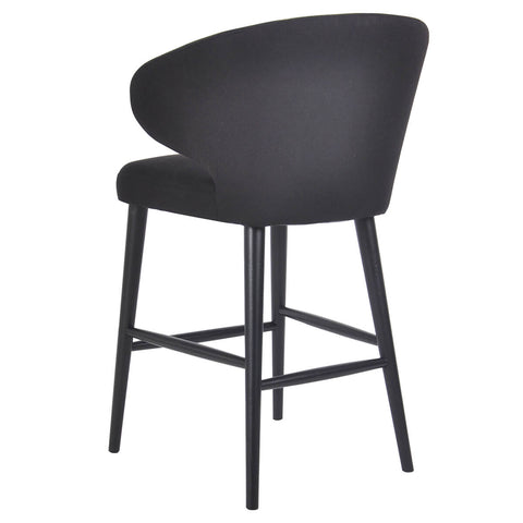 Mid Century Black Fabric Bar Stools