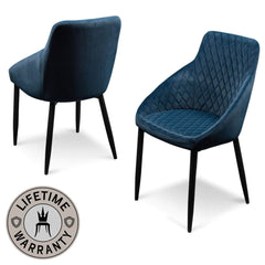 Rochdale | Navy, Grey Velvet Modern Dining Chairs