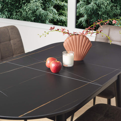 Wooden Ceramic Grey 1.4m Oval Extension Table