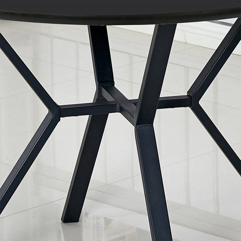 Metal Black 1.1m Wooden Round Dining Table