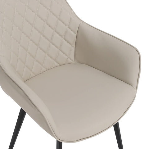 Light Grey PU Leather Dining Chairs With Arms
