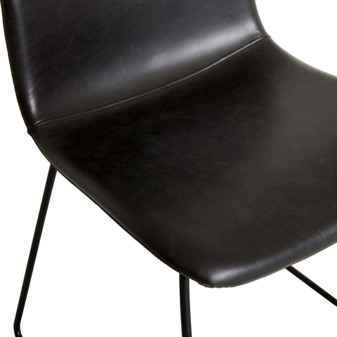 Vintage Black Leather Dining Chair