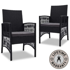 Sorrento | Grey, Black, Rattan Outdoor Dining Chairs
