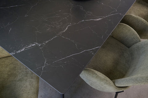 Scratch Resistant Matte Black Ceramic Rectangular Dining Table