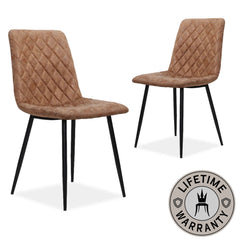 Sterling | Brown, PU Leather, Metal, Modern Dining Chairs