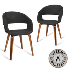 Stockton | Grey Fabric Wooden Dining Chairs