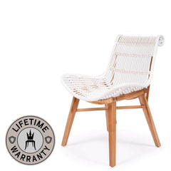 Summerset | White, Coastal, Indoor, Outdoor Rattan Wooden Dining Chair