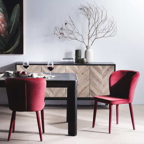 Red Velvet Contemporary Dining Chairs