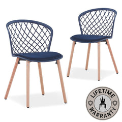 Taylor | Blue Velvet, Modern Wooden Dining Chairs