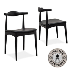 Bowman | Black, PU Leather, Wooden Dining Chair