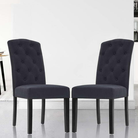 Levallois | Dark Grey, French Provincial Wooden Dining Chairs | Set Of 2