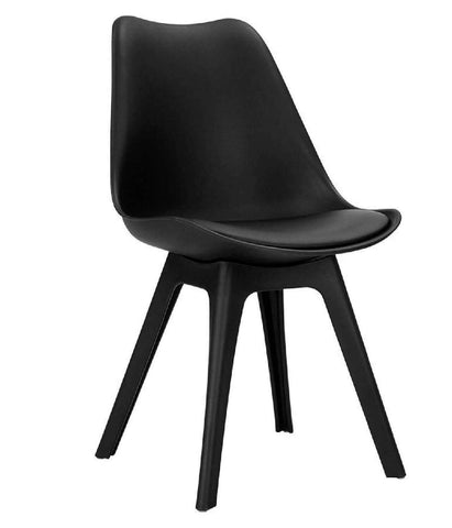 Minerva Black PU leather Scandinavian Dining Chair