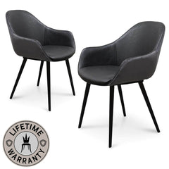 Pembroke | Black Leather, Grey Velvet Dining Chairs