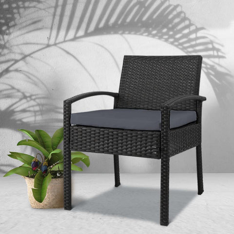 Whitehaven | Black Outdoor Rattan Dining Chair With Arms