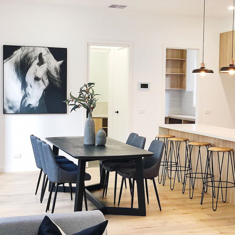 charcoal grey dining table and chairs